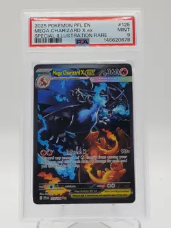 MEGA CHARIZARD X EX 2025 POKEMON PHANTASMAL FLAMES SIR #125 PSA 9 Q3963 - Image 1