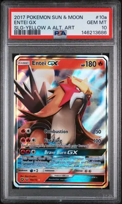 2017 POKEMON SUN & MOON SHINING LEGENDS YELLOW A ALTERNATE ART ENTEI GX PSA 10 - Image 1