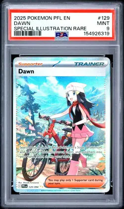 2025 POKEMON PFL EN-PHANTASMAL FLAMES SPECIAL ILLUSTRATION RARE #129 DAWN PSA 9 - Image 1