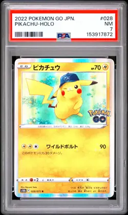 2022 POKEMON GO JAPANESE #028 PIKACHU-HOLO PSA 7 - Image 1