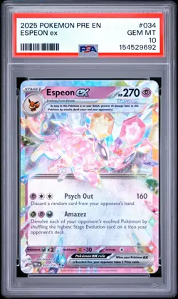 2025 POKEMON PRE EN-PRISMATIC EVOLUTIONS #034 ESPEON EX PSA 10 - Image 1