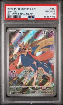 2025 POKEMON PFL EN-PHANTASMAL FLAMES ILLUSTRATION RARE #100 ZACIAN PSA 10 - Image 1