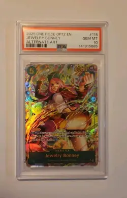 2025 One Piece OP12 EN Jewelry Bonney Alternate Art #118 PSA 10 Gem Mint - Image 1