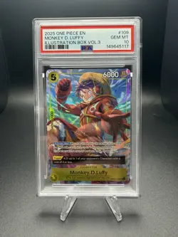 2025 ONE PIECE PROMOS ILLUSTRATION BOX VOL.3 #109 MONKEY D. LUFFY PSA 10 - Image 1