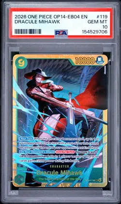 2026 ONE PIECE OP14-EB04-THE AZURE SEA'S SEVEN #119 DRACULE MIHAWK PSA 10 - Image 1