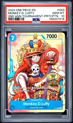 2024 ONE PIECE 2ND ANNIV TOURNAMENT-PARTICIPATION PROMO MONKEY D. LUFFY PSA 10 - Image 1