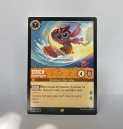 Disney Lorcana First Chapter Legendary Non-Foil Card 21/204 Stitch CAREFREE SURF - Image 1