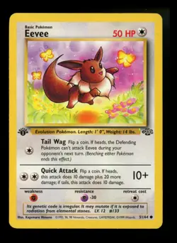 #6 1st Edition Eevee 51/64 Jungle 1999 WOTC Vintage Pokemon Card TCG - Image 1