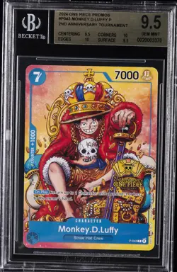 2024 ONE PIECE PROMOS 2ND ANNIVERSARY TOURNAMENT #P-043 MONKEY.D.LUFFY BGS 9.5 - Image 1