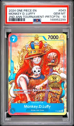 2024 ONE PIECE 2ND ANNIV TOURNAMENT-PARTICIPATION PROMO MONKEY D. LUFFY PSA 10 - Image 1