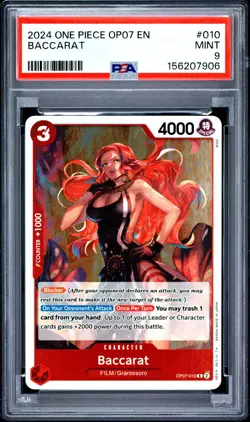 2024 ONE PIECE OP07-500 YEARS IN THE FUTURE #010 BACCARAT PSA 9 - Image 1