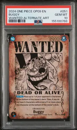 2024 ONE PIECE OP09-EMPERORS IN THE NEW WORLD WANTED ALTERNATE ART BUGGY PSA 10 - Image 1