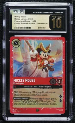 2024 Disney Lorcana - P2 Promos Foil Mickey Mouse Pirate Captain CGC 10 Pristine - Image 1