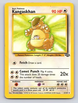 Pokemon Card Kangaskhan (21) Unlimited Rare Jungle 21/64 MP 1999 - Image 1