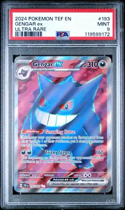 2024 POKEMON TEF EN-TEMPORAL FORCES ULTRA RARE #193 GENGAR EX PSA 9 - Image 1