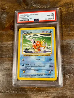 1999 Pokemon Game Base MAGIKARP SHADOWLESS #35 PSA 8 RARE - Image 1