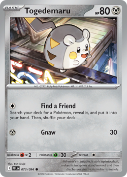 Togedemaru 073/094 Phantasmal Flames Near Mint Reverse Holo Pokemon Card - Image 1