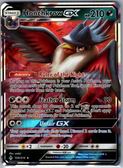 Honchkrow GX 109/214 SM - Unbroken Bonds - Pokemon Card - NM - Image 1