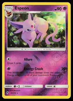 Espeon 89/214 Reverse Holo Rare Lost Thunder Pokemon Card - Image 1