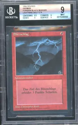 Revised Lightning Bolt BGS 9 GERMAN FOREIGN BLACK BORDER Magic MTG - Image 1