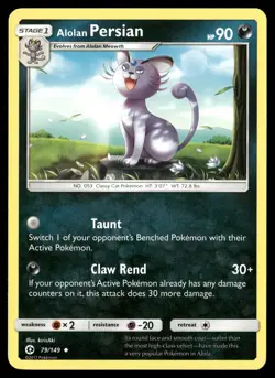 Alolan Persian 79/149 Uncommon SM Base Set Pokemon Near Mint - Image 1