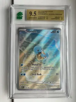 2023 Pokemon 151 Squirtle 170/165 English Illustration Rare MNT 9.5 Gem Mint - Image 1