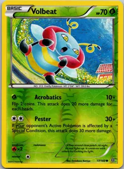 POKEMON VOLBEAT 17/160 COMMON REVERSE HOLO PRIMAL CLASH NM/M - Image 1