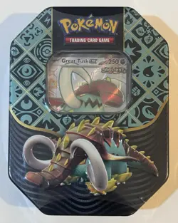 Pokemon TCG Scarlet & Violet Paldean Fates Great Tusk EX Tin New Factory Sealed - Image 1