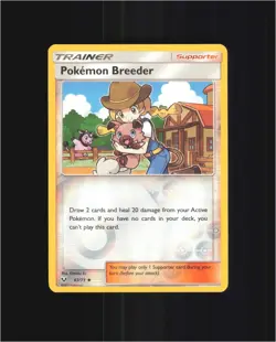 Pokemon Breeder 63/73 Uncommon Shining Legends Pokemon Reverse Holo Near Mint - Image 1