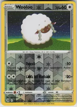 Wooloo 221/264 Common Fusion Strike Pokemon Reverse Holo Near Mint - Image 1
