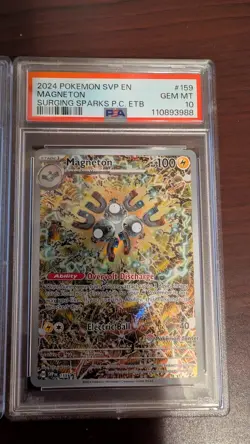 Pokemon Magneton PC ETB & ETB Surging Sparks Promos Sequential PSA 10 set #159 - Image 2