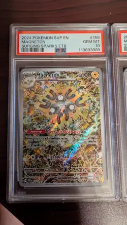 Pokemon Magneton PC ETB & ETB Surging Sparks Promos Sequential PSA 10 set #159 - Image 3