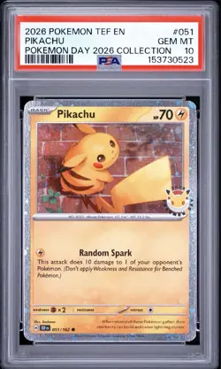 PSA 10 - Pikachu Pokemon Day 2026 051/162 Temporal Forces Cosmos Promo Swirl! 🌀 - Image 1