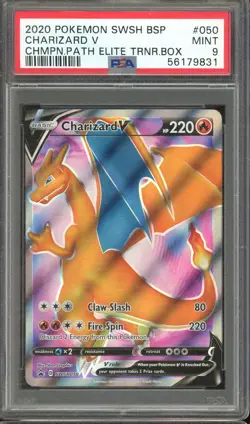 2020 POKEMON SWSH050 PROMO ETB CHARIZARD V CHAMPIONS PATH MINT PSA 9 #050 - Image 1
