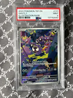 Pokemon Gastly 177/162 Temporal Forces Illustration Rare Holo 2024 PSA 9 - Image 1