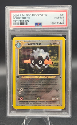 Pokemon 2001 Neo Discovery 1ST Edition FORRETRESS #21 PSA 8 RARE - Image 1