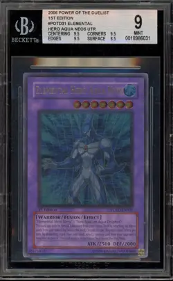 Yu-Gi-Oh! Elemental Hero Aqua Neos 1st Edition Ultimate Rare POTD-EN031 BGS 9 - Image 1