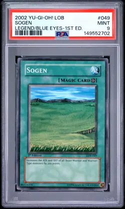2002 YU-GI-OH! LOB-LEGEND OF BLUE EYES WHITE DRAGON 1ST EDITION #049 SOGEN PSA 9 - Image 1