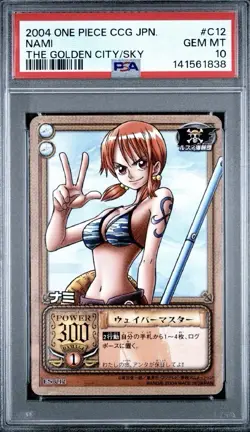 2004 BANDAI ONE PIECE CCG JPN THE GOLDEN CITY IN THE SKY #C12 NAMI PSA 10 - Image 1