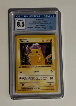 1999 Pokemon Base Set 1st Edition Shadowless Pikachu Red Cheeks #58 CGC 8.5 - Image 1