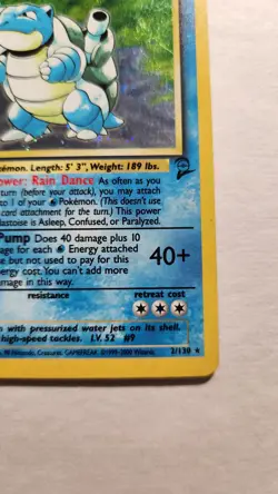 2000 Vintage Blastoise 2/130 - Base Set 2 Unlimited Holo Rare Pokemon TCG - LP - Image 3