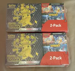 (2) Boxes Of Pokemon Surging Sparks ETB with Booster Bundle - Factory Sealed - Image 1