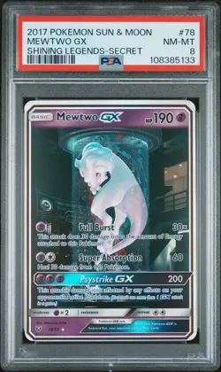 Pokemon Mewtwo GX Secret Shining Legends 78/73 MEWTUBE PSA8 - Image 1