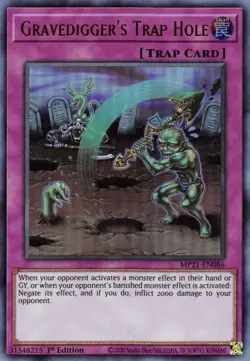 Yugioh Gravedigger's Trap Hole MP21-EN086 Ultra Rare 1st Edition Near Mint - Image 1