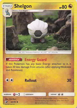 Shelgon - (Artist Yuka Morii) 43/70 Uncommon 2018 Dragon Majesty Pokemon HP - Image 1