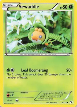 Sewaddle (9) - (Artist Yuka Morii) 9/113 Common Legendary Treasures Pokemon NM - Image 1