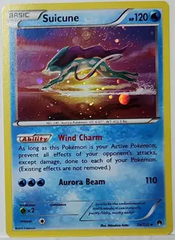 HD Fart Swirl 🌀 Suicune 30/122 Cosmos Holo Bleed Error Rare Pokemon TCG ✨ - Image 2