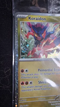Pokemon - Koraidon 119/162 Cosmos Holo Gamestop Promo SEALED TRIPLE SWIRL - Image 3
