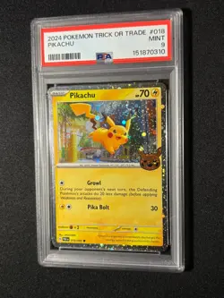 2024 POKEMON TRICK OR TRADE #018 PIKACHU COSMOS HOLO PSA 9 - Image 1