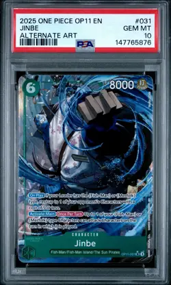 2025 ONE PIECE OP11-A FIST OF DIVINE SPEED ALTERNATE ART #031 JINBE PSA 10 - Image 1